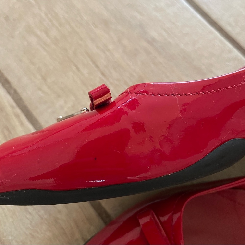 Prada Red Patent Leather Pointed Toe Flats 36.5 - Picture 7 of 10